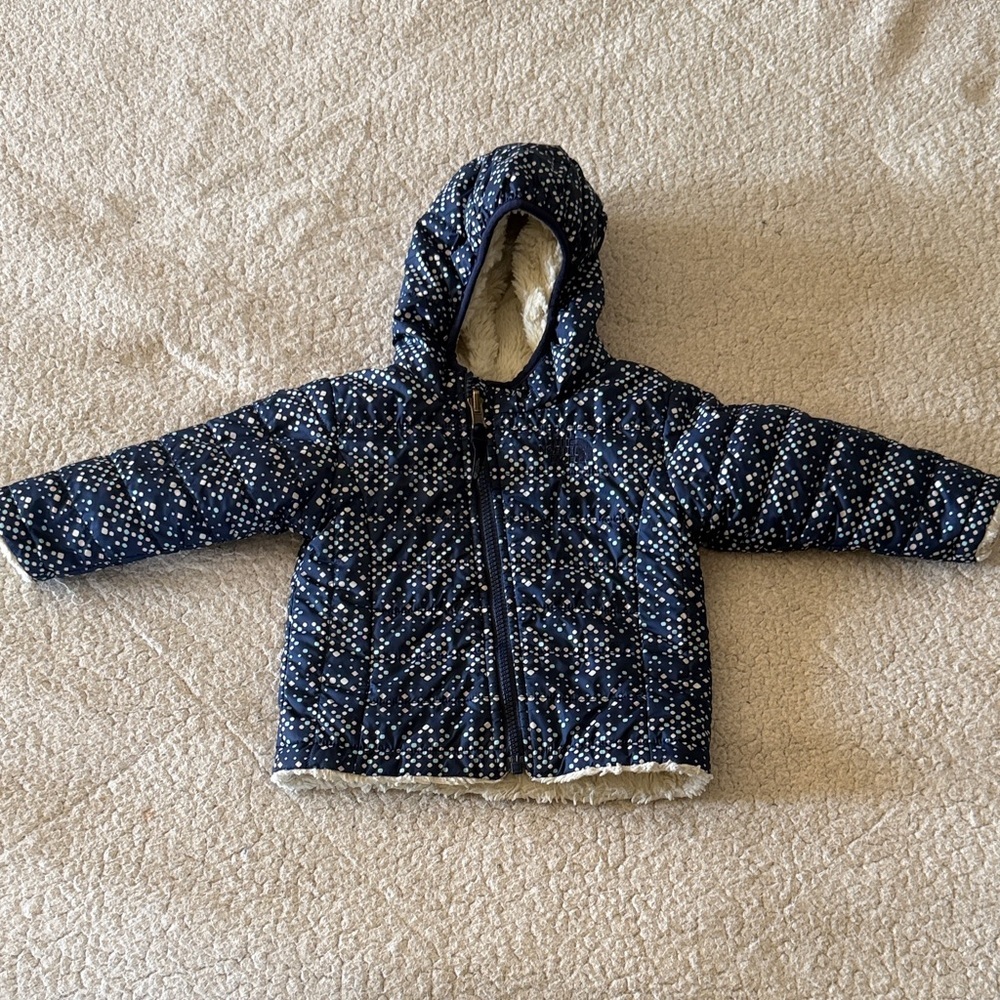 The North Face Kids Reversible Navy and White Puffer Jacket